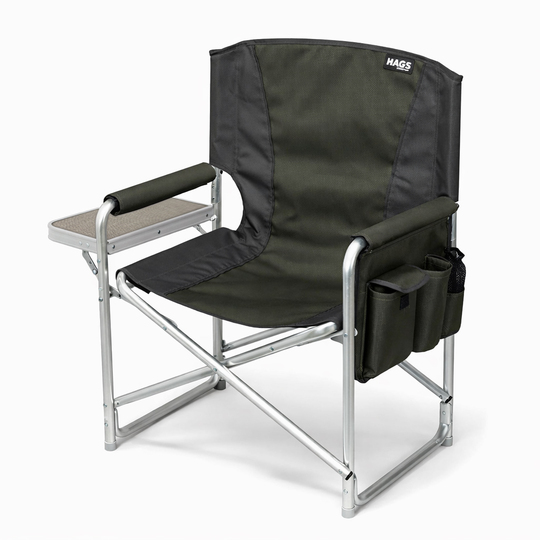 Haegs Alüminyum Kamp Sandalyesi, Hafif Taşınabilir Katlanır Yönetmen Sandalyesi, Yan Sehpa ve Çıkarılabilir Yan Cep ile Açık Hava Kampı, Çim, Piknik, Bahçe, Teras, Balkon için Uygun, Yeşil