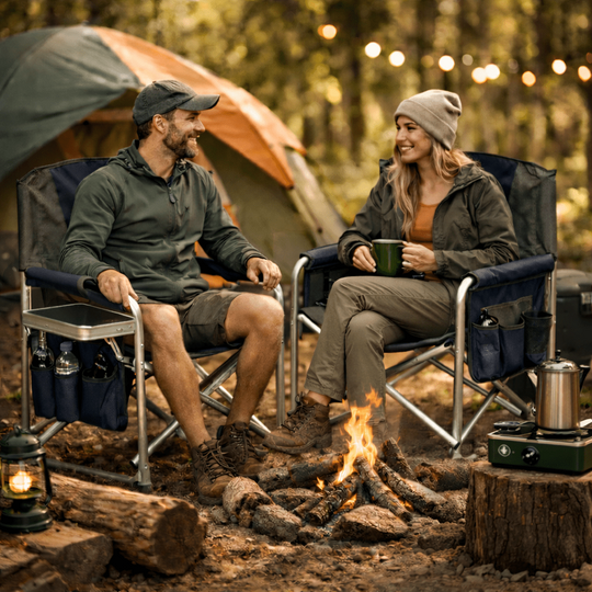 Haegs Alüminyum Kamp Sandalyesi, Hafif Taşınabilir Katlanır Yönetmen Sandalyesi, Yan Sehpa ve Çıkarılabilir Yan Cep ile Açık Hava Kampı, Çim, Piknik, Bahçe, Teras, Balkon için Uygun, Yeşil