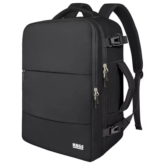 Haegs Seyahat Sırt Çantası, Laptop Sırt Çantası Hafif El Çantası Küçük Bavul Valiz, Uçak Onaylı Bagaj Çantası, Erkek ve Bayan İçin, 15.6 inç Notebook Dizüstü Bilgisayar Laptop Macbook Çantası, Siyah