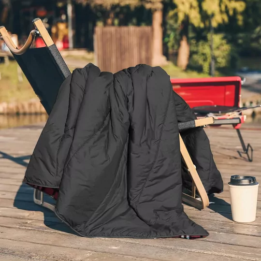 Haegs Flanel Kamp Battaniyesi, Seyahat Yorganı Dış Mekan Hafif Kompakt Outdoor Kamp Çadır Karavan Battaniye 215-150 cm Siyah