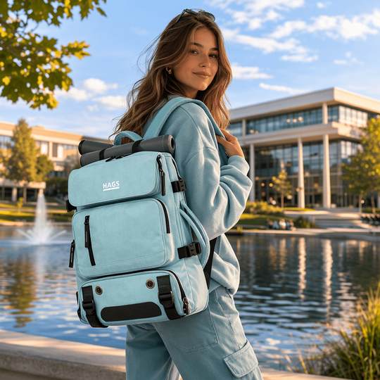 Haegs Seyahat Sırt Çantası, 3in1 Dönüştürülebilir, El Bavulu, Kadınlar ve Erkekler için Uçak Onaylı Ayakkabı Bölmeli, Multi Cepli Organizer Sırt ve El Çantası, Mavi