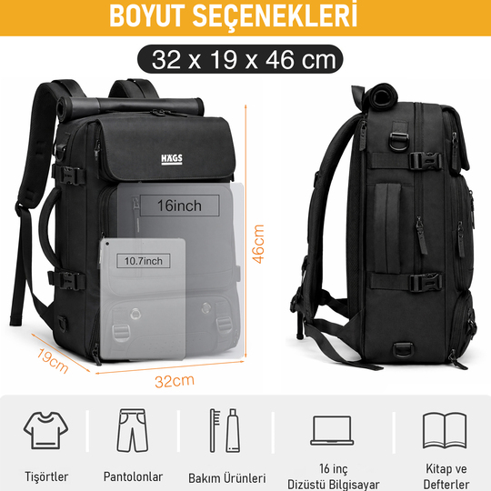 Haegs Seyahat Sırt Çantası, 3in1 Dönüştürülebilir, El Bavulu, Kadınlar ve Erkekler için Uçak Onaylı Ayakkabı Bölmeli, Multi Cepli Organizer Sırt ve El Çantası, Yeşil