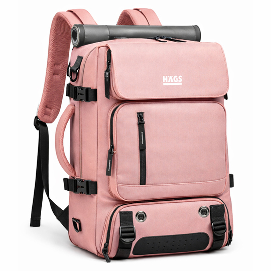 Haegs Seyahat Sırt Çantası, 3in1 Dönüştürülebilir, El Bavulu, Kadınlar ve Erkekler için Uçak Onaylı Ayakkabı Bölmeli, Multi Cepli Organizer Sırt ve El Çantası, Pembe