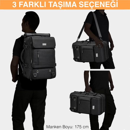 Haegs Seyahat Sırt Çantası, 3in1 Dönüştürülebilir, El Bavulu, Kadınlar ve Erkekler için Uçak Onaylı Ayakkabı Bölmeli, Multi Cepli Organizer Sırt ve El Çantası, Pembe