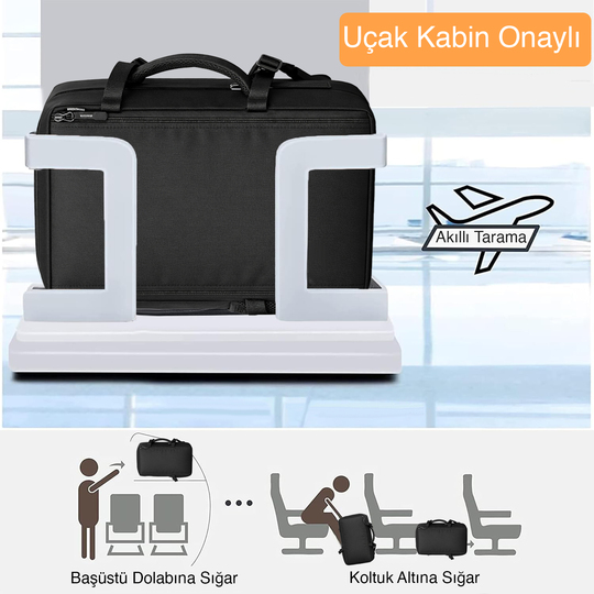 Haegs Seyahat Sırt Çantası, 3in1 Dönüştürülebilir, El Bavulu, Kadınlar ve Erkekler için Uçak Onaylı Ayakkabı Bölmeli, Multi Cepli Organizer Sırt ve El Çantası, Koyu Gri