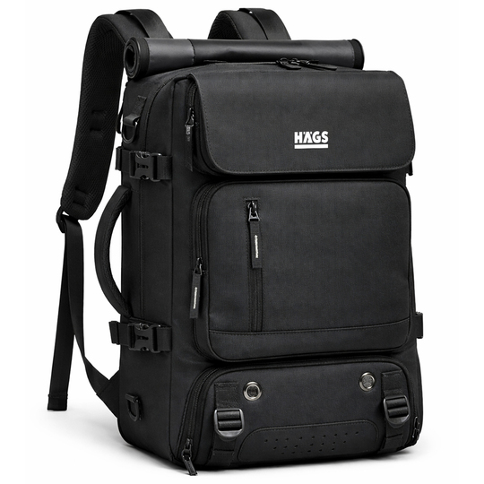 Haegs Seyahat Sırt Çantası, 3in1 Dönüştürülebilir, El Bavulu, Kadınlar ve Erkekler için Uçak Onaylı Ayakkabı Bölmeli, Multi Cepli Organizer Sırt ve El Çantası, Siyah
