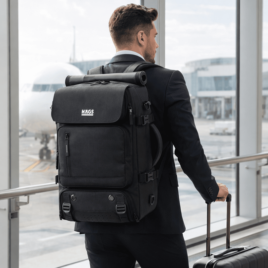 Haegs Seyahat Sırt Çantası, 3in1 Dönüştürülebilir, El Bavulu, Kadınlar ve Erkekler için Uçak Onaylı Ayakkabı Bölmeli, Multi Cepli Organizer Sırt ve El Çantası, Siyah
