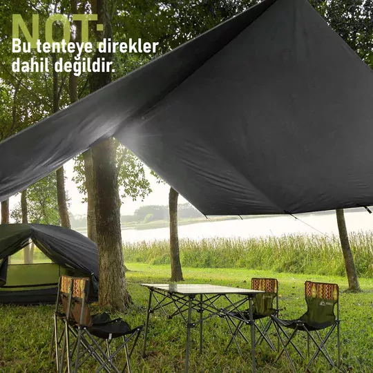 Haegs Tarp Gölgelik Tente, Taşınabilir Örtü Branda Çok İşlevli Outdoor Açık Hava Kamp Seyahat Tente Branda Güneşlik Karavan Tente Yan Çadır Gölgelik - 300x400 cm - Gri