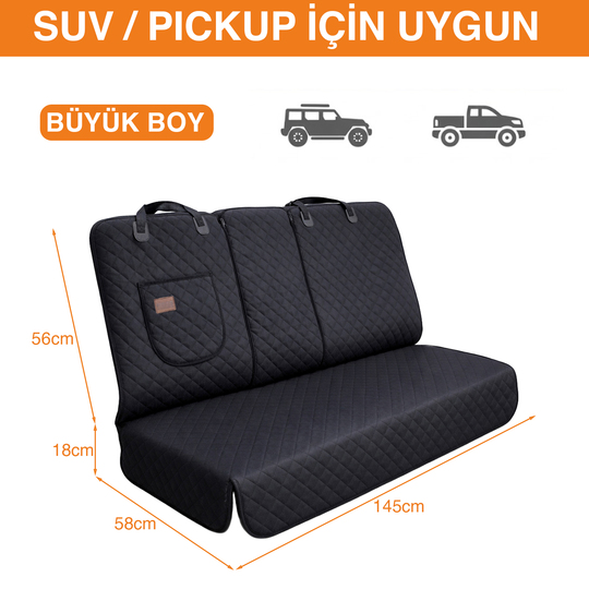 Haegs Araç Arka Koltuk Kılıfı - Evcil Hayvan Oto Köpek Koltuk Koruma Örtüsü, Fermuarlı, Konsol Bölmeli, Kaymaz, Ağır Hizmet Tipi, Su Geçirmez Koltuk Koruyucu Kılıf, Large:145cm Gri