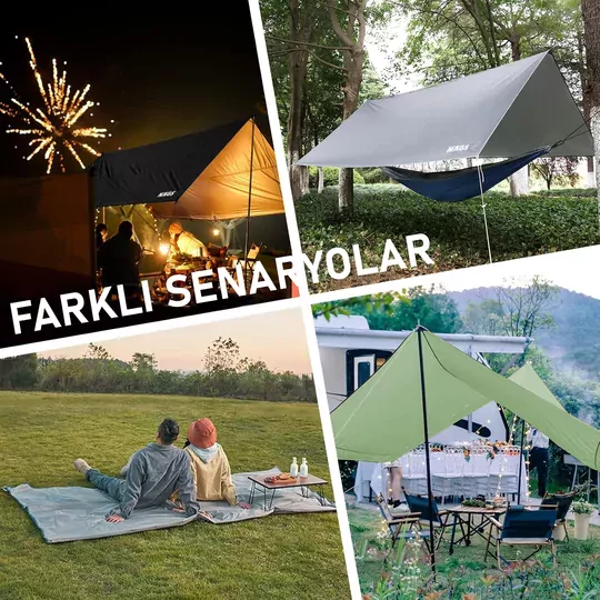Haegs Tarp Gölgelik Tente, Taşınabilir Örtü Branda Çok İşlevli Outdoor Açık Hava Kamp Seyahat Tente Branda Güneşlik Karavan Tente Yan Çadır Gölgelik - 300x400 cm - Siyah
