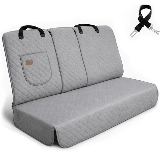 Haegs Araç Arka Koltuk Kılıfı - Evcil Hayvan Oto Köpek Koltuk Koruma Örtüsü, Fermuarlı, Konsol Bölmeli, Kaymaz, Ağır Hizmet Tipi, Su Geçirmez Koltuk Koruyucu Kılıf, Standart:132cm - Gri