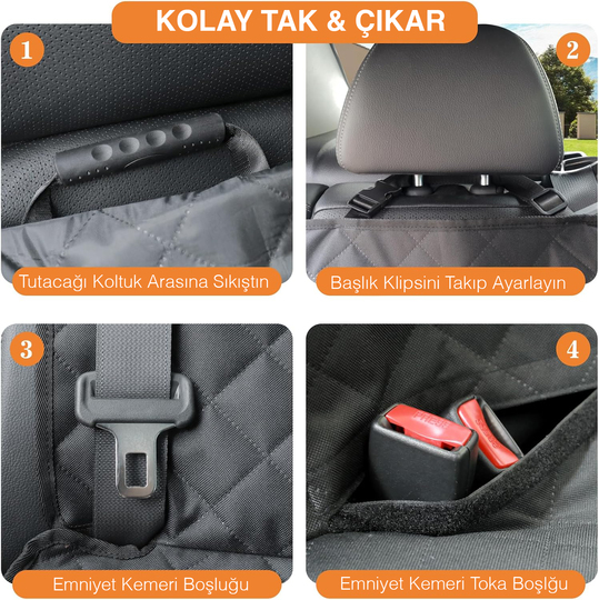 Haegs Araç Arka Koltuk Kılıfı - Evcil Hayvan Oto Köpek Koltuk Koruma Örtüsü, Fermuarlı, Konsol Bölmeli, Kaymaz, Ağır Hizmet Tipi, Su Geçirmez Koltuk Koruyucu Kılıf, Standart:132cm - Gri