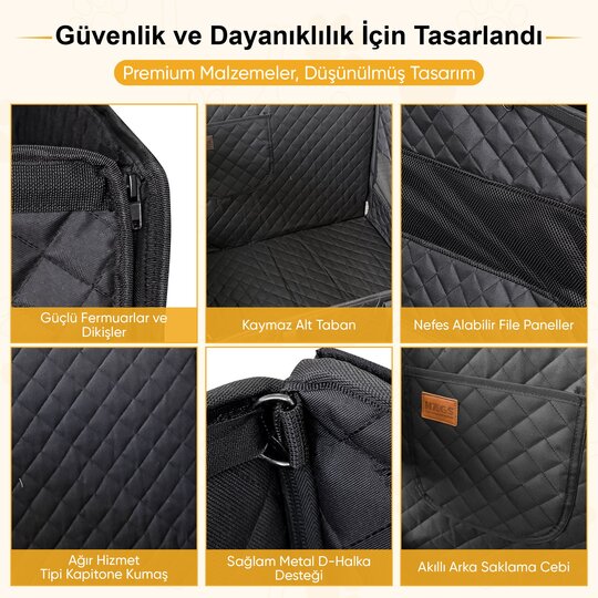Haegs Büyük ve Orta Köpekler İçin Köpek Araba Koltuğu, Evcil Hayvan Araç içi Hamağı, Köpekler İçin Arka Koltuk Uzatıcı, Su Geçirmez Oxford Kumaş, Katlanabilir Evcil Hayvan Araba Koltuğu - Gri