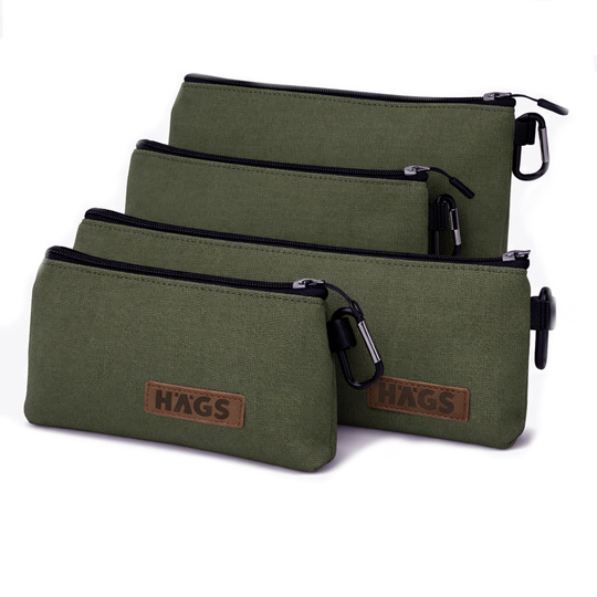 Haegs Çok Amaçlı Küçük Alet Çantası, Fermuarlı Kanvas, Kalemlik, Alet, Kırtasiye ve Kalemler için Saklama Düzenleyici Çantalar, Organizer, Kese (4`lü Karışık Boy/Haki)