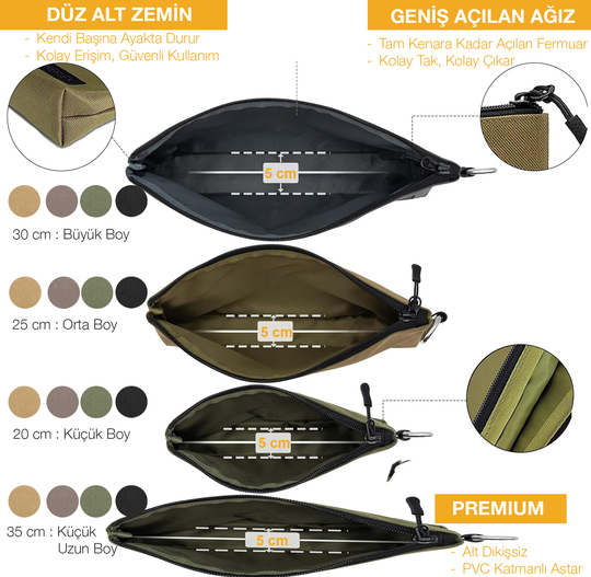 Haegs Çok Amaçlı Küçük Alet Çantası, Fermuarlı Kanvas, Kalemlik, Alet, Kırtasiye ve Kalemler için Saklama Düzenleyici Çantalar, Organizer, Kese (4`lü Karışık Boy/Renk)