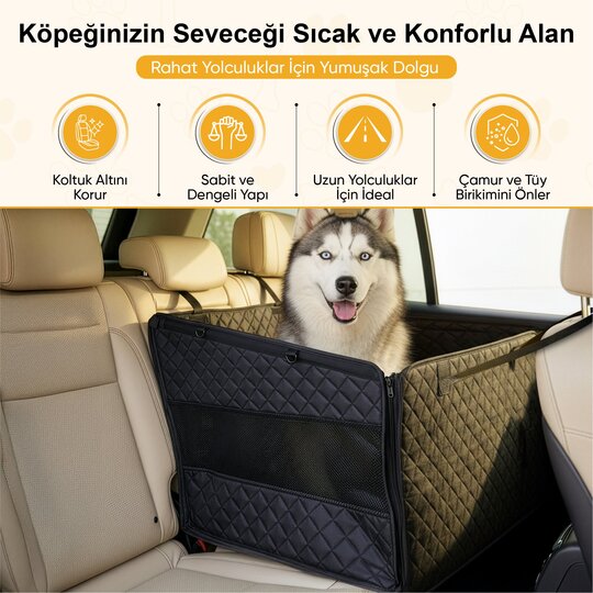 Haegs Büyük ve Orta Köpekler İçin Köpek Araba Koltuğu, Evcil Hayvan Araç içi Hamağı, Köpekler İçin Arka Koltuk Uzatıcı, Su Geçirmez Oxford Kumaş, Katlanabilir Evcil Hayvan Araba Koltuğu - Siyah
