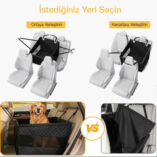 Haegs Büyük ve Orta Köpekler İçin Köpek Araba Koltuğu, Evcil Hayvan Araç içi Hamağı, Köpekler İçin Arka Koltuk Uzatıcı, Su Geçirmez Oxford Kumaş, Katlanabilir Evcil Hayvan Araba Koltuğu - Siyah