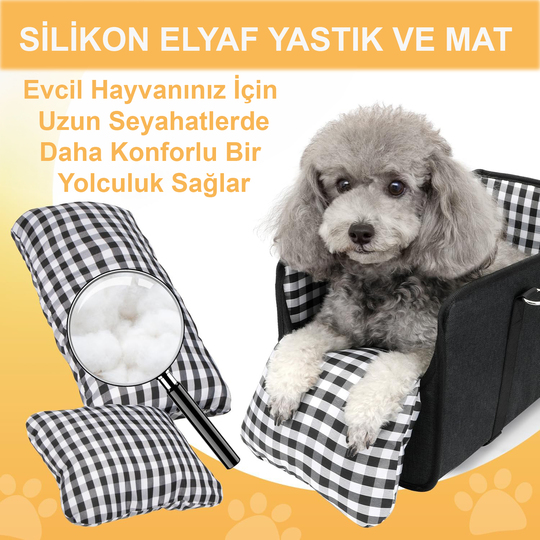 Haegs Araç Konsol Üstü Köpek Koltuğu - Köpek Taşıma Çantası, Küçük Köpekler İçin Taşınabilir Köpek Yatağı, Kol Dayama Yeri Olan, Yumuşak Minderli, Evcil Hayvan Araba Koltuğu,  Gri - Kırmızı