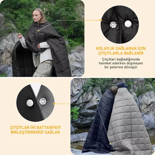 Haegs Kamp Battaniyesi - Dış Mekan Hafif Kompakt Seyahat Yorganı Kamp Yürüyüş Outdoor Şal, Battaniye 200-150 cm Turuncu