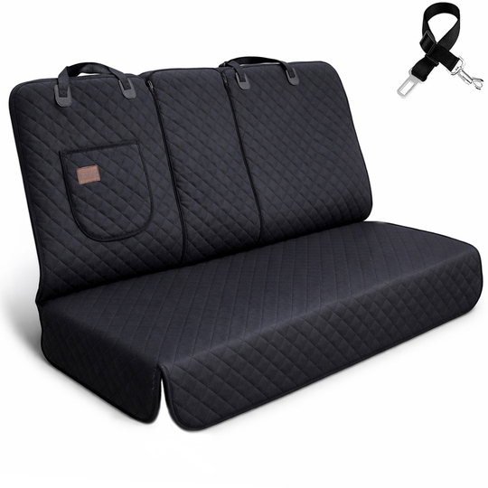 Haegs Araç Arka Koltuk Kılıfı - Evcil Hayvan Oto Köpek Koltuk Koruma Örtüsü, Fermuarlı, Konsol Bölmeli, Kaymaz, Ağır Hizmet Tipi, Su Geçirmez Koltuk Koruyucu Kılıf, Large:145cm - Siyah