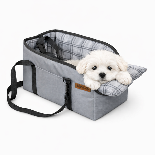 Haegs Araç Konsol Üstü Köpek Koltuğu - Köpek Taşıma Çantası, Küçük Köpekler İçin Taşınabilir Köpek Yatağı, Kol Dayama Yeri Olan, Yumuşak Minderli, Evcil Hayvan Araba Koltuğu,  Gri - Gri