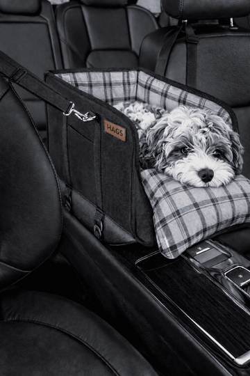 Haegs Araç Konsol Üstü Köpek Koltuğu - Köpek Taşıma Çantası, Küçük Köpekler İçin Taşınabilir Köpek Yatağı, Kol Dayama Yeri Olan, Yumuşak Minderli, Evcil Hayvan Araba Koltuğu,  Gri - Gri