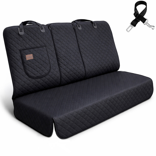 Haegs Araç Arka Koltuk Kılıfı - Evcil Hayvan Oto Köpek Koltuk Koruma Örtüsü, Fermuarlı, Konsol Bölmeli, Kaymaz, Ağır Hizmet Tipi, Su Geçirmez Koltuk Koruyucu Kılıf, Standart:132cm - Siyah