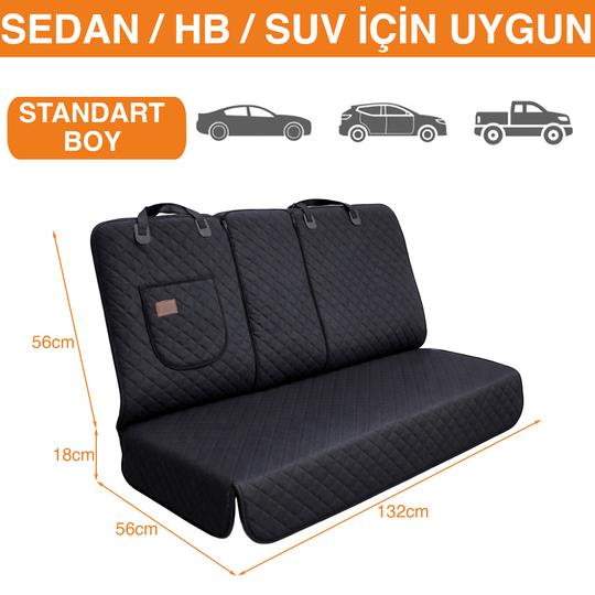 Haegs Araç Arka Koltuk Kılıfı - Evcil Hayvan Oto Köpek Koltuk Koruma Örtüsü, Fermuarlı, Konsol Bölmeli, Kaymaz, Ağır Hizmet Tipi, Su Geçirmez Koltuk Koruyucu Kılıf, Standart:132cm - Siyah