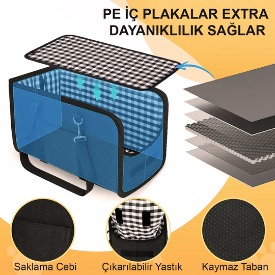 Haegs Araç Konsol Üstü Köpek Koltuğu - Köpek Taşıma Çantası, Küçük Köpekler İçin Taşınabilir Köpek Yatağı, Kol Dayama Yeri Olan, Yumuşak Minderli, Evcil Hayvan Araba Koltuğu,  Siyah - Kırmızı