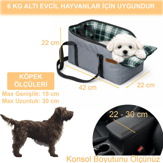 Haegs Araç Konsol Üstü Köpek Koltuğu - Köpek Taşıma Çantası, Küçük Köpekler İçin Taşınabilir Köpek Yatağı, Kol Dayama Yeri Olan, Yumuşak Minderli, Evcil Hayvan Araba Koltuğu,  Siyah - Kırmızı
