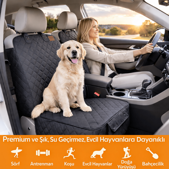 Haegs Evcil Hayvan Ön Koltuk Kılıfı - Araç Köpek Koltuk Koruma Örtüsü, Yan Kanatlı, Kaymaz, Ağır Hizmet Tipi, Su Geçirmez Koltuk Koruyucu Kılıf - Siyah
