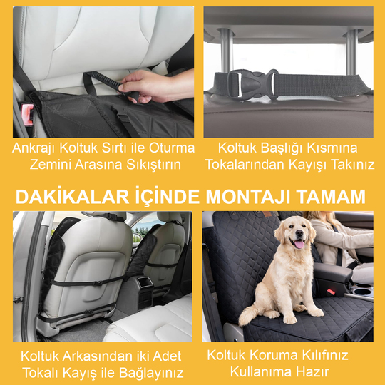 Haegs Evcil Hayvan Ön Koltuk Kılıfı - Araç Köpek Koltuk Koruma Örtüsü, Yan Kanatlı, Kaymaz, Ağır Hizmet Tipi, Su Geçirmez Koltuk Koruyucu Kılıf - Siyah