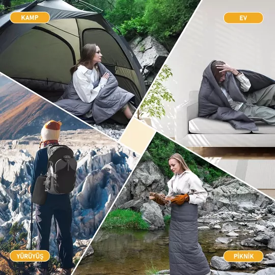Haegs Kamp Battaniyesi - Dış Mekan Hafif Kompakt Seyahat Yorganı Kamp Yürüyüş Outdoor Şal, Battaniye 175-135 cm Haki