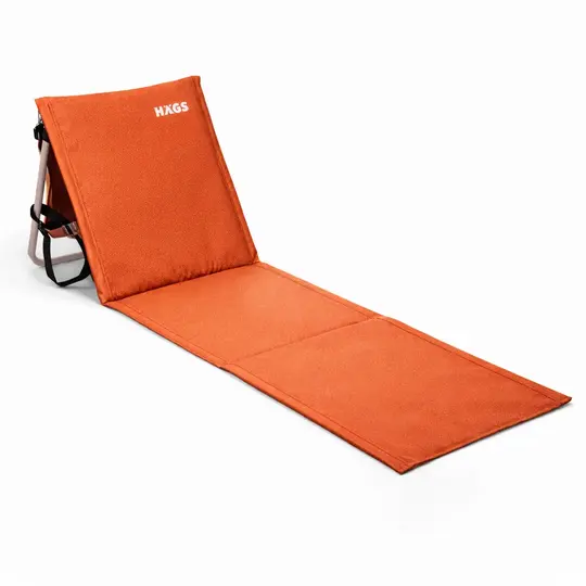 Haegs Katlanabilir Sırt Destekli Kamp ve Plaj Matı, Katlanır Şezlong, Plaj Zemin Sandalyesi, Fermuar Cepli, Kamp, Piknik, Havuz Başı, Deniz, Plaj için Mat, Turuncu