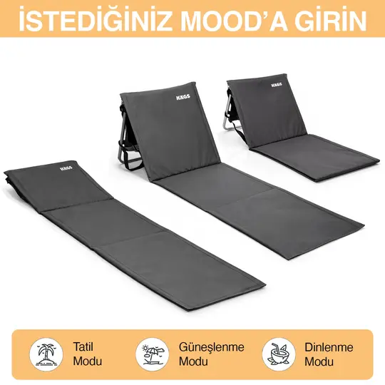 Haegs Katlanabilir Sırt Destekli Kamp ve Plaj Matı, Katlanır Şezlong, Plaj Zemin Sandalyesi, Fermuar Cepli, Kamp, Piknik, Havuz Başı, Deniz, Plaj için Mat, Turuncu