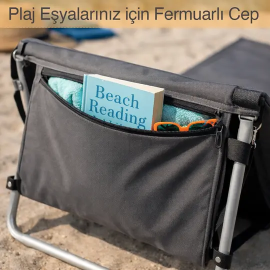 Haegs Katlanabilir Sırt Destekli Kamp ve Plaj Matı, Katlanır Şezlong, Plaj Zemin Sandalyesi, Fermuar Cepli, Kamp, Piknik, Havuz Başı, Deniz, Plaj için Mat, Yeşil