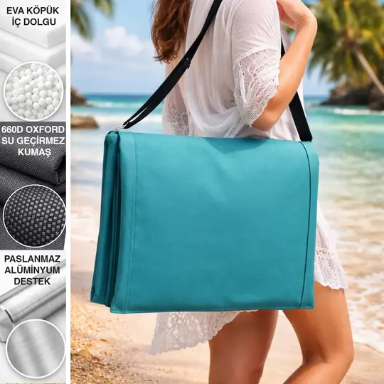 Haegs Katlanabilir Sırt Destekli Kamp ve Plaj Matı, Katlanır Şezlong, Plaj Zemin Sandalyesi, Fermuar Cepli, Kamp, Piknik, Havuz Başı, Deniz, Plaj için Mat, Yeşil