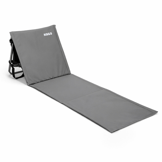Haegs Katlanabilir Sırt Destekli Kamp ve Plaj Matı, Katlanır Şezlong, Plaj Zemin Sandalyesi, Fermuar Cepli, Kamp, Piknik, Havuz Başı, Deniz, Plaj için Mat, Gri