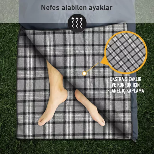 Haegs Uyku Tulumu, Flanel, Battaniye, Kamp Uyku Tulumu, Outdoor Dış Mekan, 3 - 4 Mevsim, Yazlık Uyku Tulumu - Kış Uyku Tulumu, Ultra Hafif, Sıcak ve Kompakt - Flanel -Haki