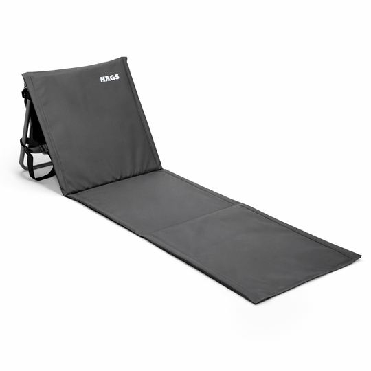 Haegs Katlanabilir Sırt Destekli Kamp ve Plaj Matı, Katlanır Şezlong, Plaj Zemin Sandalyesi, Fermuar Cepli, Kamp, Piknik, Havuz Başı, Deniz, Plaj için Mat, Siyah