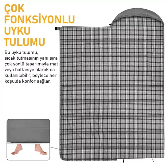 Haegs Uyku Tulumu, Flanel, Battaniye, Kamp Uyku Tulumu, Outdoor Dış Mekan, 3 - 4 Mevsim, Yazlık Uyku Tulumu - Kış Uyku Tulumu, Ultra Hafif, Sıcak ve Kompakt - Flanel -Siyah