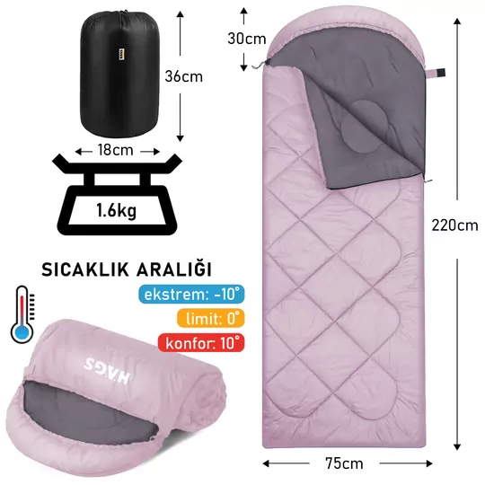 Haegs Uyku Tulumu, Flanel, Battaniye, Kamp Uyku Tulumu, Outdoor Dış Mekan, 3 - 4 Mevsim, Yazlık Uyku Tulumu - Kış Uyku Tulumu, Ultra Hafif, Sıcak ve Kompakt - Polar -Pembe