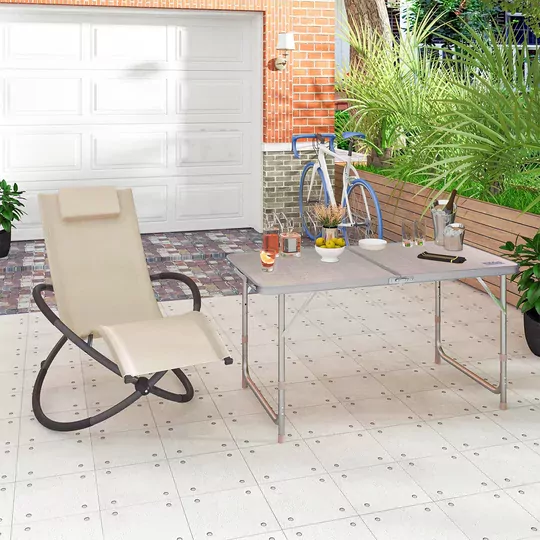 Haegs Portatif Kamp Masası, 3 Yükseklik Ayarlı, Katlanır Piknik Masası, Kolay Taşınabilir Alüminyum Masa - 120x60 - Kumaş Desenli