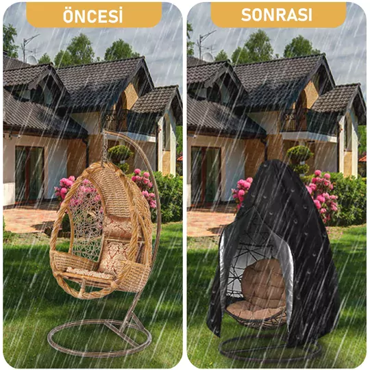HAEGS Bahçe Salıncağı Örtüsü, Rattan Salıncak Koltuk Koruma Kılıfı Brandası, Hamak Sandalye Dış Mekan Su Geçirmez Mobilyası Koruyucu Örtü - Çift Kişilik, 230 x 200cm