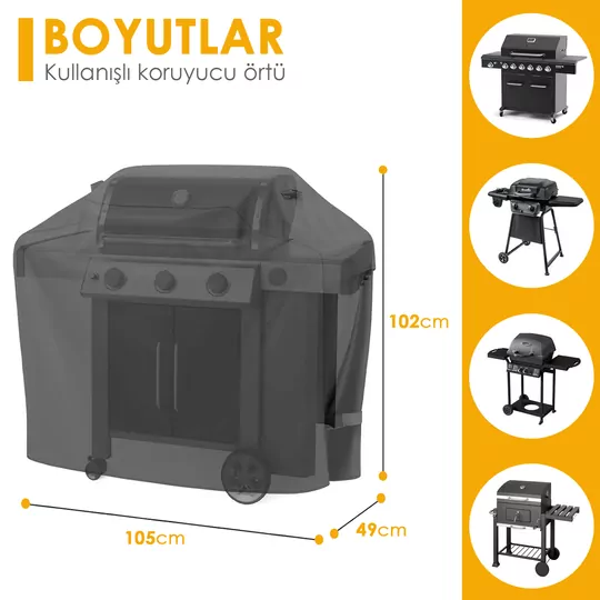 Haegs BBQ Mangal Örtüsü, Gazlı, Kömürlü Grill Koruma Brandası, Su geçirmez, Outdoor Dış Mekan Barbekü Mangal Kılıfı - 105-49-102 cm