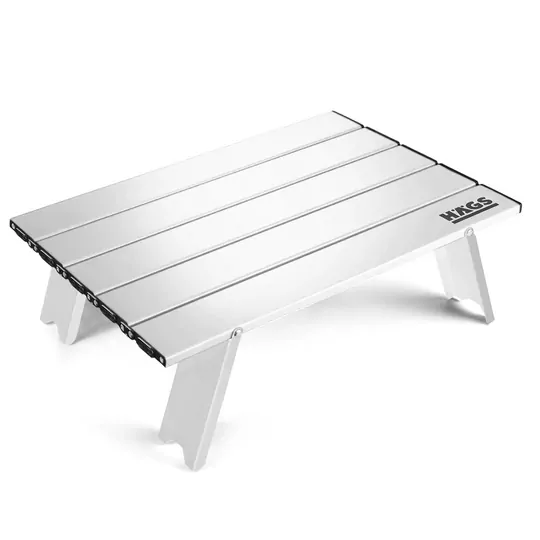 Haegs Portatif Küçük Masa Alüminyum Ultra hafif Katlanır Mini Masa - Plaj, Piknik, Kamp, Balıkçı, Outdoor Küçük Sehpa Masa - Gümüş