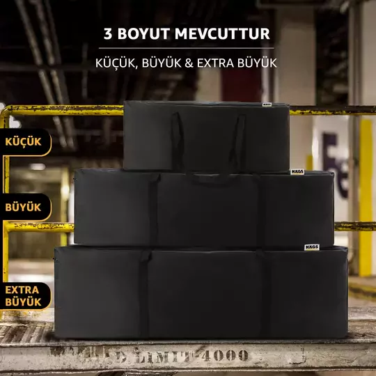 Haegs Taşıma Çantası, Fermuarlı Dayanıklı Seyahat Spor, Kamp Malzemeleri Saklama Çantası, Hurç, Valiz, 195L Extra Büyük Boy - Siyah