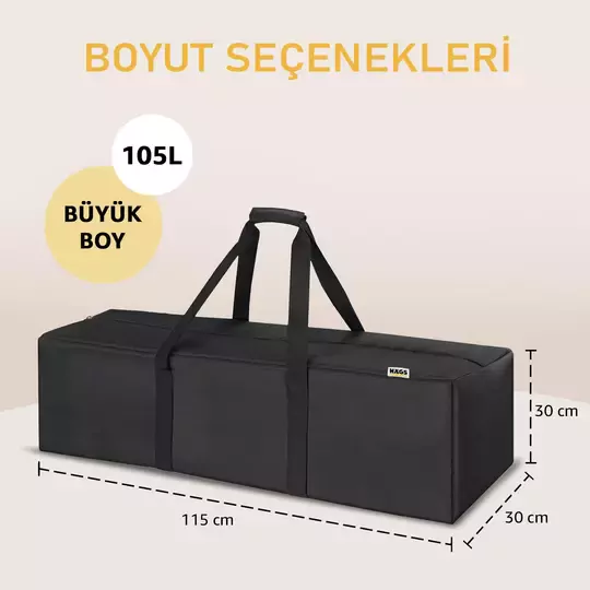 Haegs Taşıma Çantası, Fermuarlı Dayanıklı Seyahat Spor, Kamp Malzemeleri Saklama Çantası, Hurç, Valiz, 105L Büyük Boy - Siyah