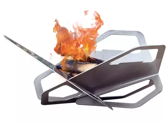 Haegs Fire Pit Portatif Ateş Çukuru Paslanmaz Çelik Krom BBQ Grill Izgaralı, Kamp Ateşi, Kolay Taşınabilir Odun Kömür Dış Mekan Outdoor Barbekü Mangal (56cm x 56cm)