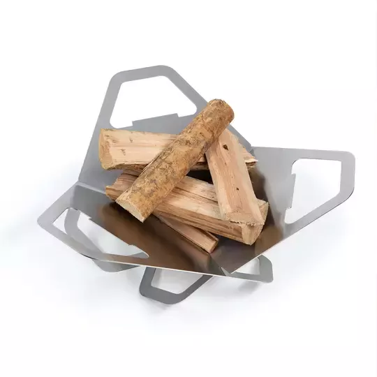 Haegs Fire Pit Portatif Ateş Çukuru Paslanmaz Çelik Krom BBQ Grill Izgaralı, Kamp Ateşi, Kolay Taşınabilir Odun Kömür Dış Mekan Outdoor Barbekü Mangal (56cm x 56cm)